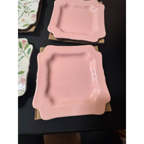 Sweet Laurel 6" Dessert Plates Set Of 4- 2 Floral & 2 Pink New In Box - Picture 6 of 7